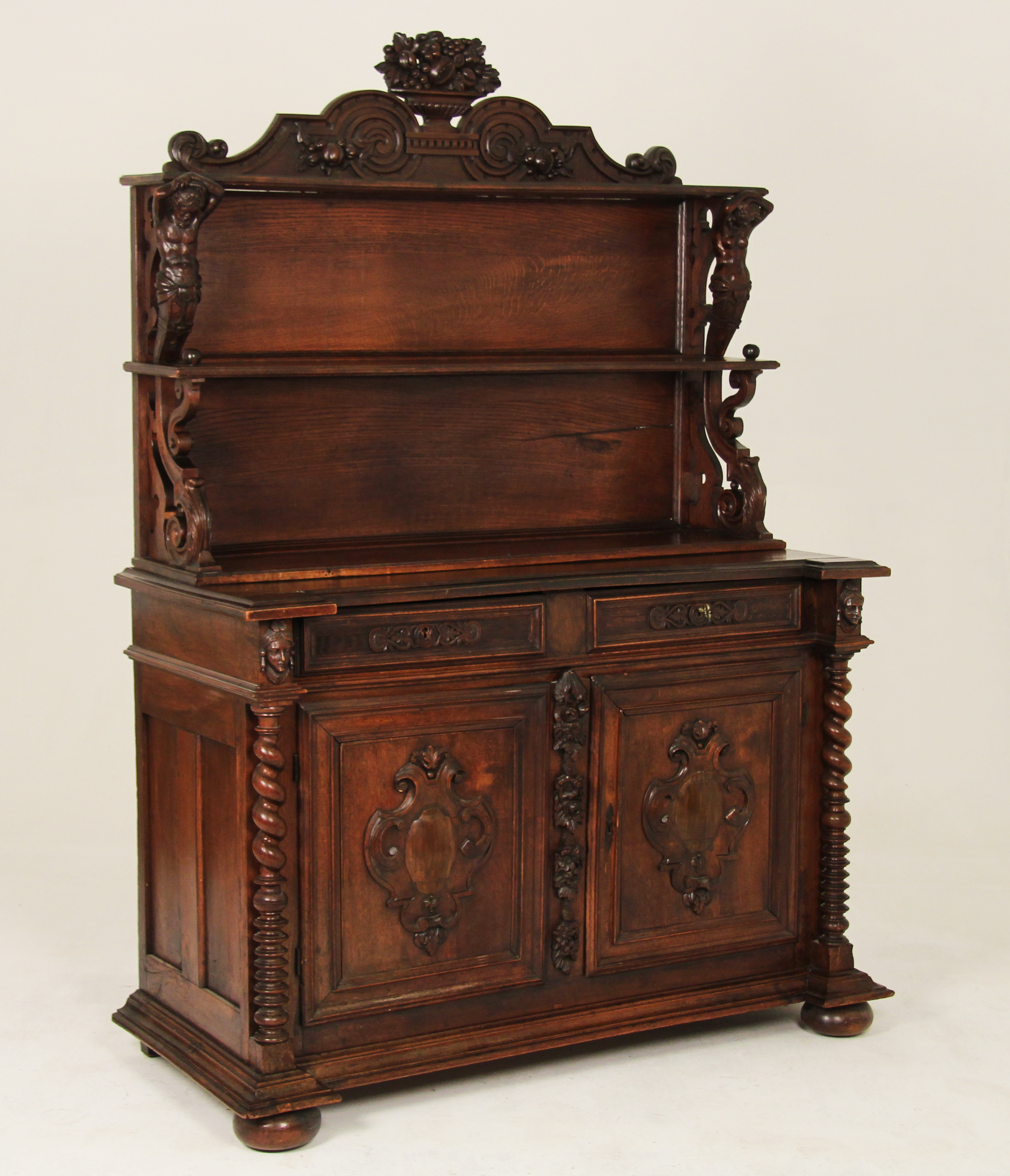 CARVED EUROPEAN OAK BUFFET, LATE