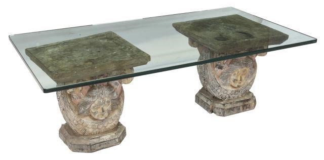 CARVED FEMALE & FOLIATE GLASS TOP