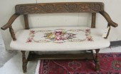 CARVED FEUDAL OAK SETTEE James