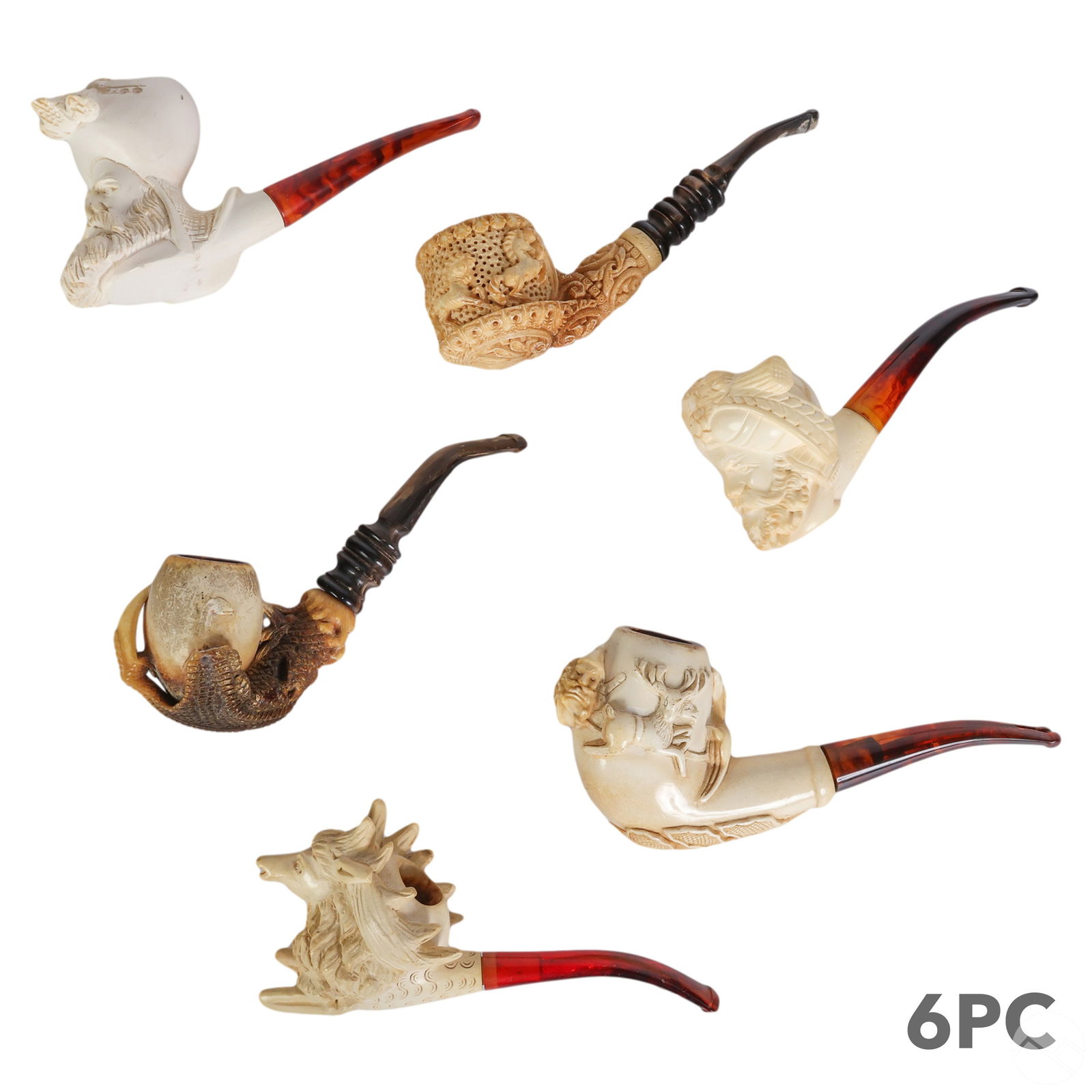 CARVED FIGURAL MEERSCHAUM PIPE