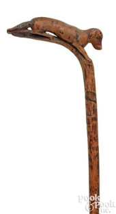 CARVED FOLK ART CANE, 19TH C.,