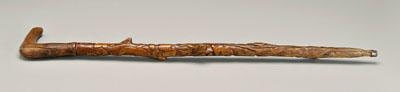 Carved folk art cane, fully