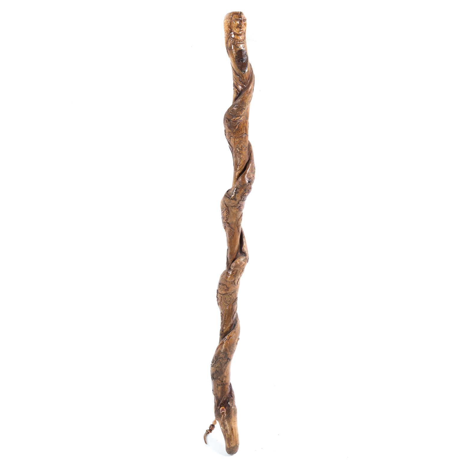 CARVED FOLK ART CANE Native