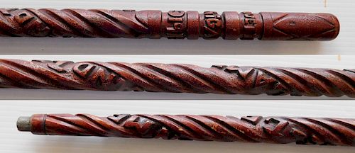 CARVED FOLK ART CANECarved folk art