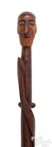 CARVED FOLK ART CANECarved fol