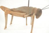 CARVED FOLK ART GRASSHOPPER WE