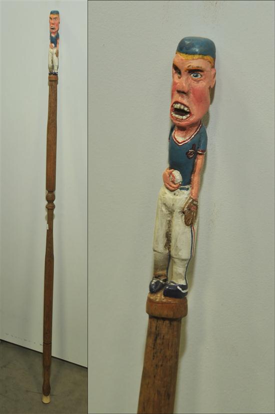 CARVED FOLK ART WALKING STICK.