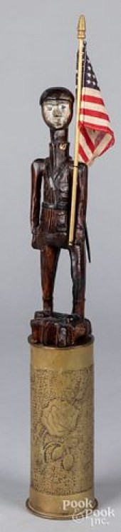 CARVED FOLK ART WWI SOLDIERCar