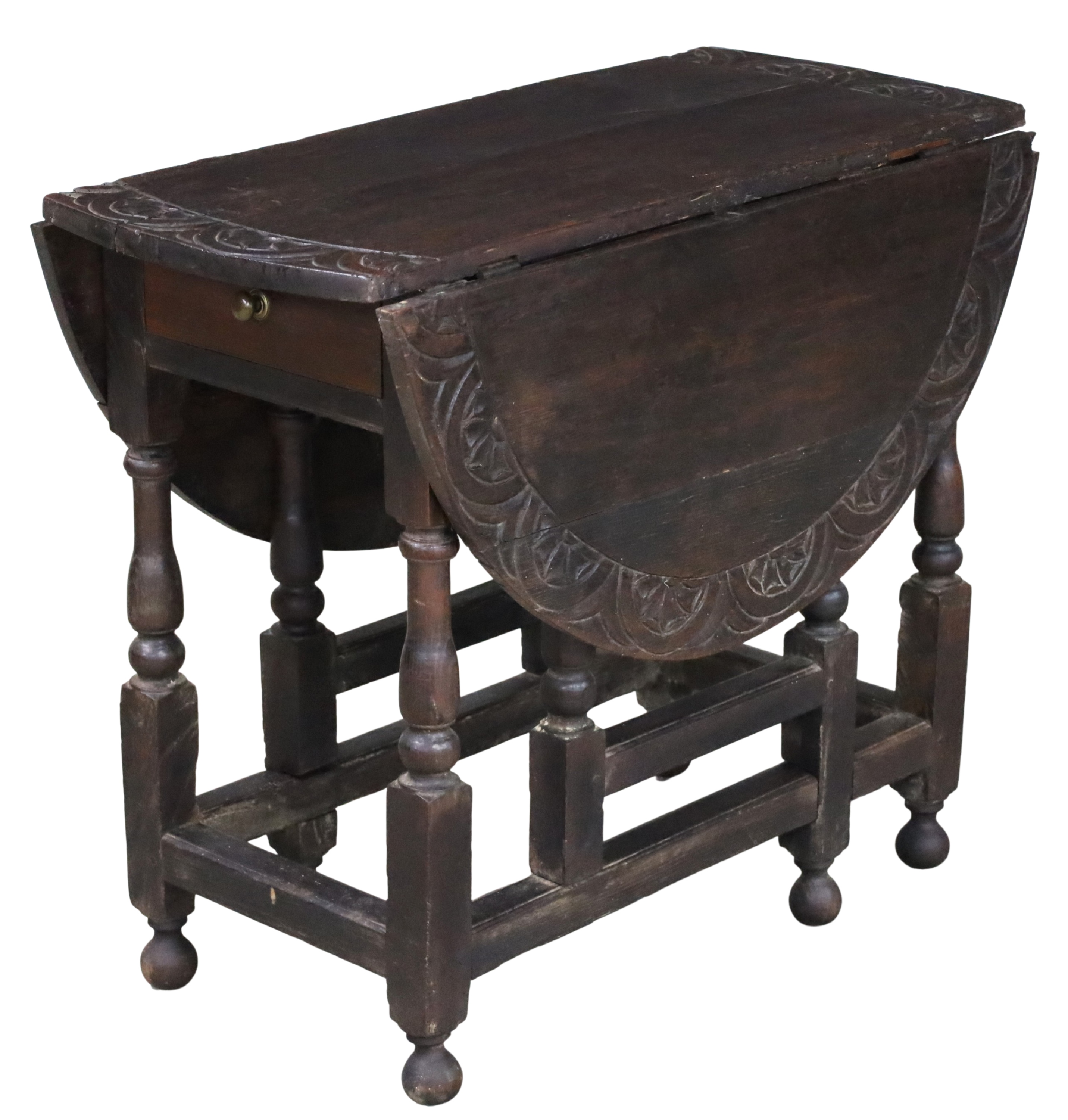 CARVED FRENCH OAK GATELEG DROP LEAF