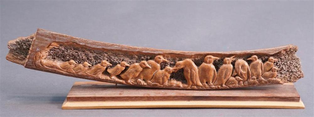 CARVED FRIEZE DEPICTING PENGUINS,