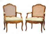CARVED FRUITWOOD FAUTEUILSTwo