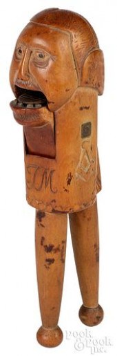 CARVED FRUITWOOD FIGURAL MASON
