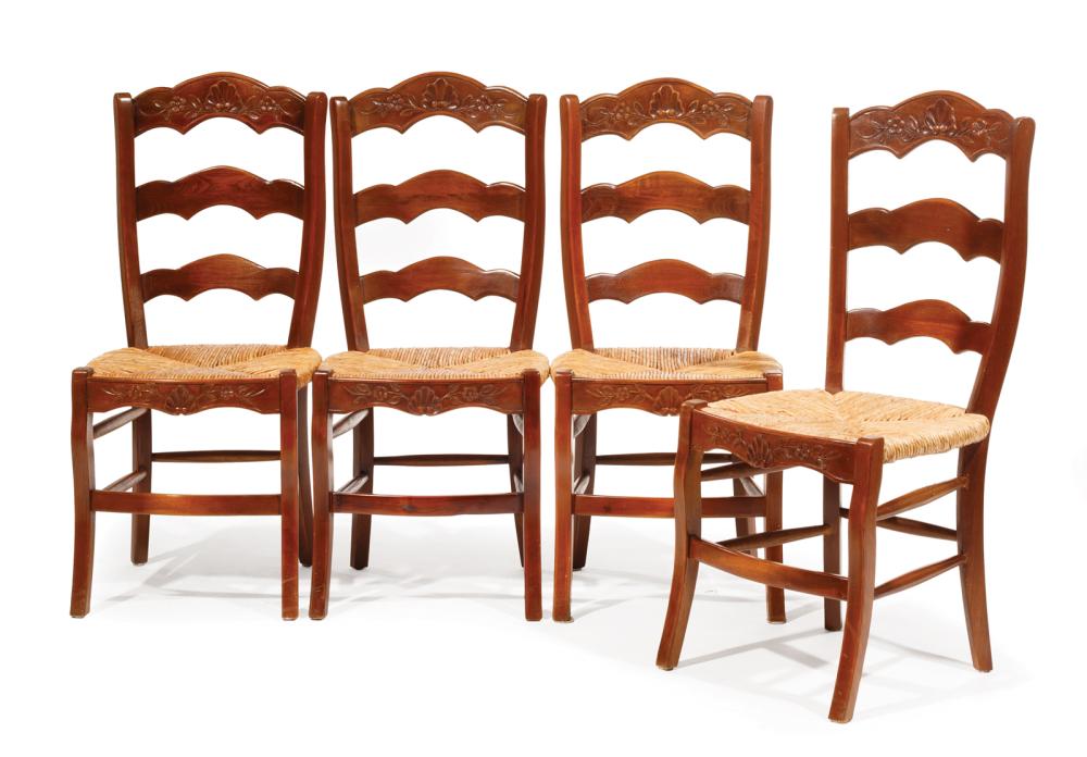 CARVED FRUITWOOD SIDE CHAIRSFour