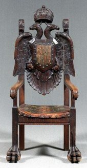Carved German heraldic armchai