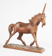 CARVED GERMAN WOODEN UNICORNHa