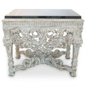 CARVED GESSO WOOD MARBLE CONSO