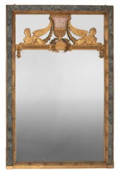 CARVED GILTWOOD AND FAUX MARBR