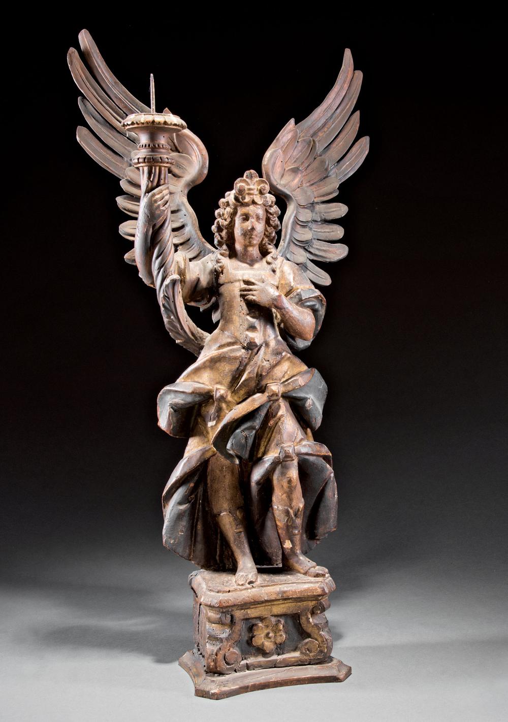 CARVED GILTWOOD ARCHANGEL PRICKET