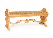 CARVED GILTWOOD BENCH OF RENAI