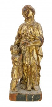 CARVED GILTWOOD FIGURE OF A MO