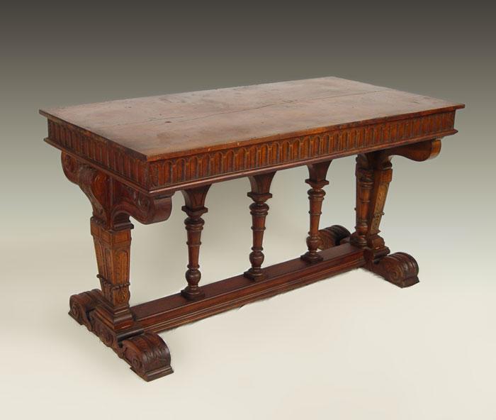 CARVED GOTHIC STYLE TRESTLE BASE