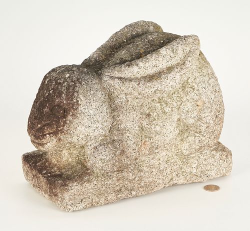 CARVED GRANITE RABBIT GARDEN