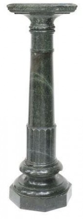 CARVED GREEN MARBLE COLUMN PED