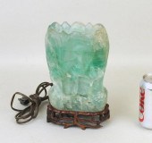 CARVED GREEN QUARTZ LOTUS FORM