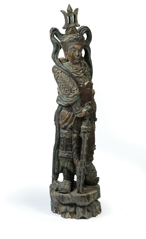 CARVED GUARDIAN FIGURE.  China 