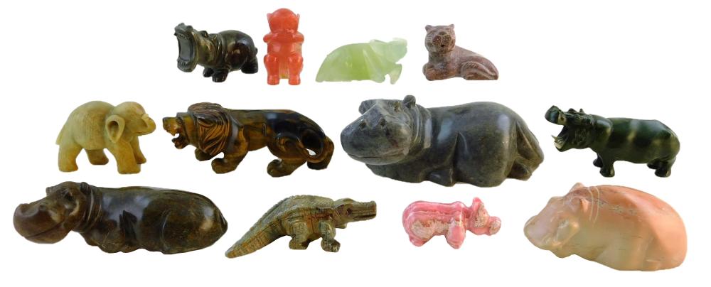 CARVED HARDSTONE ANIMALS, TWELVE