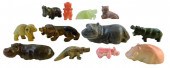 CARVED HARDSTONE ANIMALS, TWEL