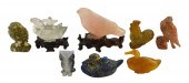 CARVED HARDSTONE BIRDS, EIGHT