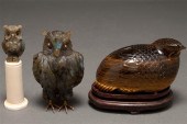 Carved hardstone owl, miniatur