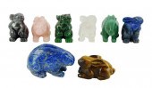 CARVED HARDSTONE RABBITS, EIGH