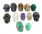 CARVED HARDSTONE SKULLS, 10+ P