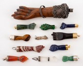 CARVED HARDSTONE, WOOD, METAL