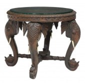CARVED HARDWOOD ELEPHANT SIDE