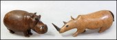 CARVED HARDWOOD RHINOCEROS. To