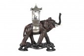 CARVED HARDWOOD & SILVER-MOUNT
