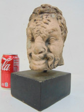 CARVED HEAD, PLASTER WITH TERR