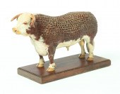 CARVED HEREFORD BULL BY CALVIN