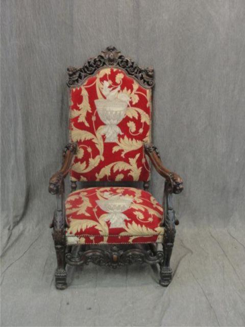 Carved High Back Throne Chair