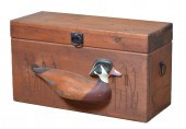 Carved hinged box w/ mallard o
