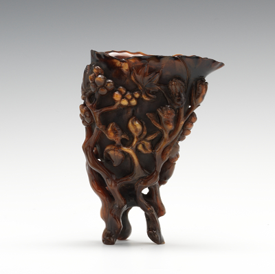 Carved Horn Libation Cup A