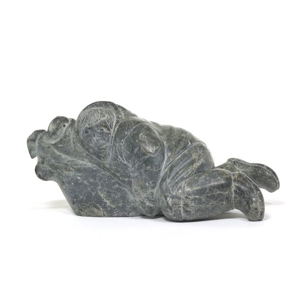 CARVED INUIT SCULPTURE 6" x 14" x