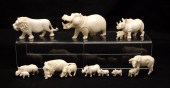 CARVED IVORY AFRICAN ANIMAL ME