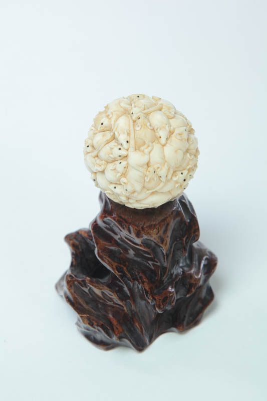 CARVED IVORY BALL.  Asian  early 