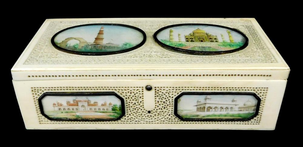 CARVED IVORY BOX WITH HAND