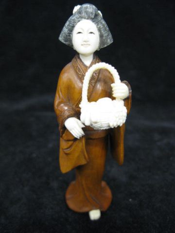 Carved Ivory & Boxwood Figurine