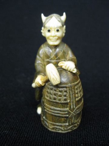 Carved Ivory & Boxwood Netsuke of